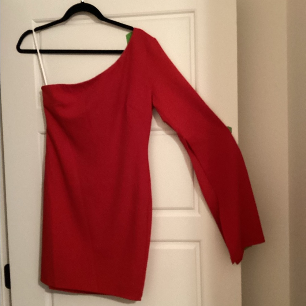 Elegant Red One-Shoulder Mini Dress